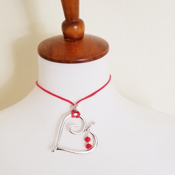 Heart shape handmade adjustable long necklace - Picture 2 of 3